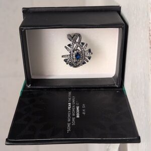 Bomb Party Mirror Mirror On The Wall Sapphire Blue Cubic Zirconia Ring Sz 8, NWT